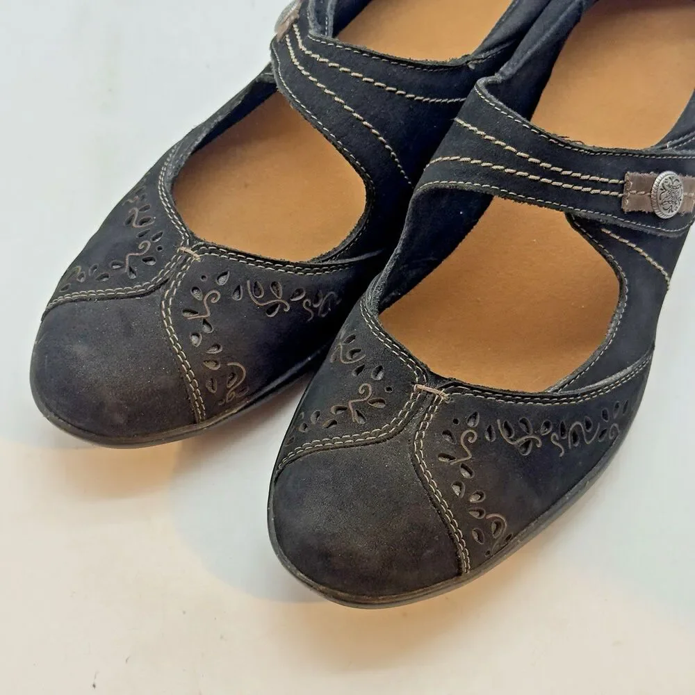 Cobb Hill by Rockport Black Leather Mary Jane Women's 8.5 Hook & Loop Strap Shoe